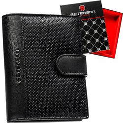 Pánska čierna kožená peňaženka vertikálnej orientácie so zapínaním na patentku - Peterson