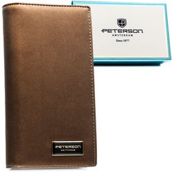 Hnedá dámska peňaženka z prírodnej a eko kože s RFID - Peterson