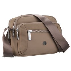 Dámska poštová taška z tmavobéžového polyesteru, dve priehradky - Peterson