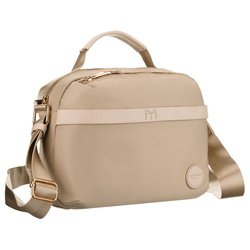 Dámska poštová kabelka z béžového nylonu, s jednou priehradkou a zapínaním na zips - Peterson