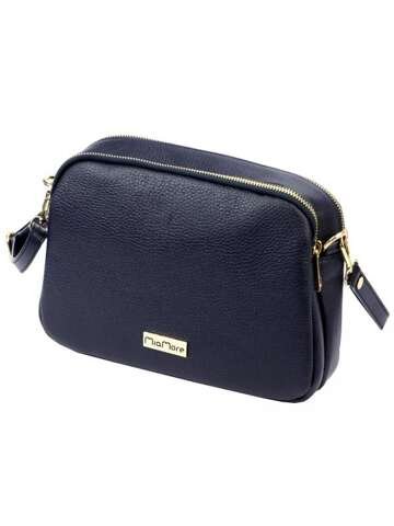 Dámska kožená kabelka MiaMore 01-068 DOLLARO Postbag Navy Blue s nastaviteľným popruhom