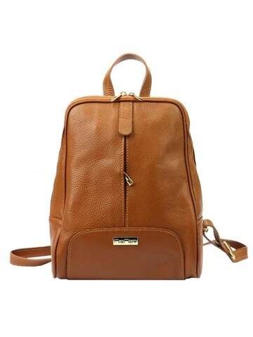 Dámsky kožený batoh MiaMore 2001 DOLLARO camel s nastaviteľnými popruhmi