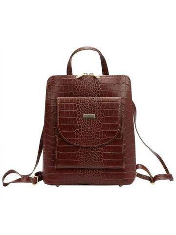 Dámsky kožený batoh MiaMore 01-010 COCO v hnedej farbe s nastaviteľnými ramennými popruhmi a vreckami