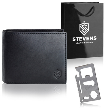 Pánska peňaženka STEVENS Classic z prírodnej kože čierna s ochranou RFID