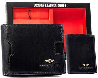 Darčeková sada: pánska kožená peňaženka, puzdro a prívesok na kľúče - Peterson