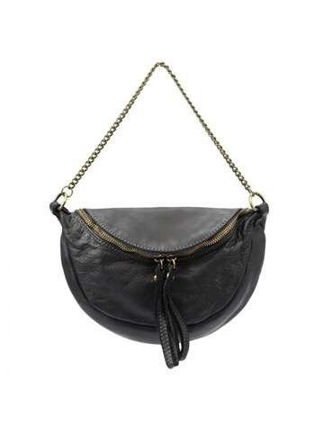 VS 018 Kožená kabelka čierna stredná s odnímateľnou retiazkou