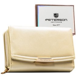Dámska peňaženka z ekologickej kože vo farbe ecru, vybavená systémom RFID - Peterson