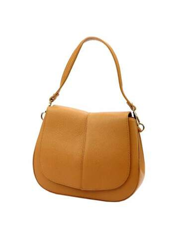 Dámska kožená kabelka Luka 24-033 DOLLARO Camel Medium Shoulder with Extra Crossbody Strap