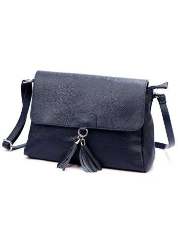 Dámska kožená kabelka Luka 24-045 DOLLARO Navy Blue Letter Bag