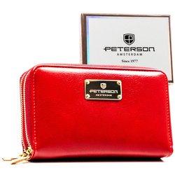 Červená dámska peňaženka typu ceruzka z ekologickej kože vybavená systémom RFID - Peterson