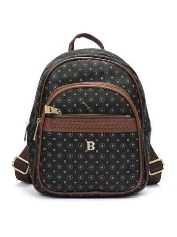 Dámsky batoh z ekologickej kože BRICIOLE 4123 Black and Brown With Gold Fittings