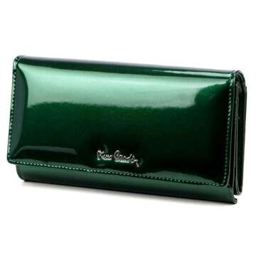 Pierre Cardin Dámska peňaženka 07 SHINY 102 zelená lakovaná prírodná koža