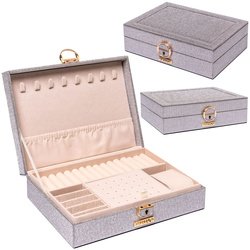 Strieborná šperkovnica s vyhradeným priestorom na hodinky, uzamykateľná kľúčom a západkou - Peterson