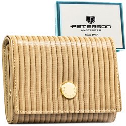 Béžová, priestranná dámska peňaženka z prírodnej a eko kože s RFID - Peterson