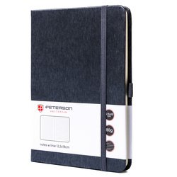 Šedý zošit formátu B6 s potlačou v riadkoch, s gumovým uzáverom - Peterson