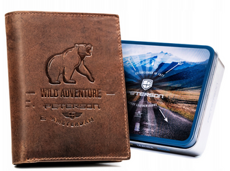 Veľká kožená pánska peňaženka s vertikálnou orientáciou - Peterson