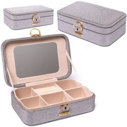 Šedá elegantná šperkovnica so zámkom na kľúč - Peterson