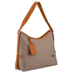 Dámska béžová poštová taška z polyesteru a ekokože s vonkajším vreckom - Peterson