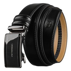 Čierny pánsky opasok s automatickou prackou z prírodnej kože - Peterson