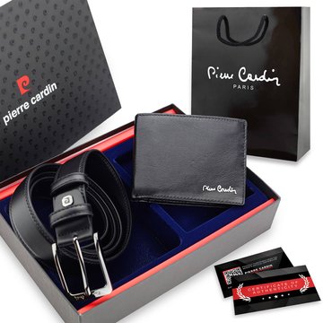 Pánsky set Pierre Cardin: Kožená peňaženka a čierny opasok – Ideálny darček, Certifikát pravosti, Darčeková taška
