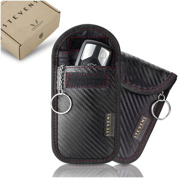 Antikradziežové puzdro na kľúče STEVENS Carbon s červenými švami Unisex z mikrovlákna