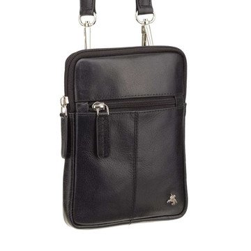 Visconti Čierna kožená pánska taška S-10 s nastaviteľným popruhom