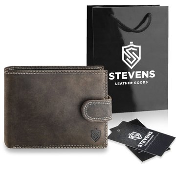 Pánska kožená peňaženka STEVENS Ochrana RFID Hnedý PREMIUM darček Vianoce, pod vianočný stromček