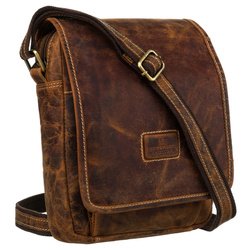 Pánska kožená poštová taška s chlopňou v hnedej farbe - Peterson