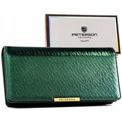 Zelená dámska peňaženka z ekologickej kože so zapínaním na cvok a zips - Peterson