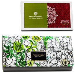Horizontálna veľká dámska peňaženka s kvetinovým vzorom a vnútorným vreckom na zips - Peterson