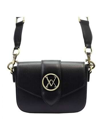 Dámska kabelka Luka 20-074 čierna crossbody z pravej kože so zlatým kovaním