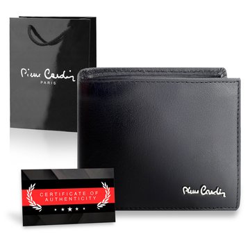 Pierre Cardin Pánska kožená peňaženka s ochranou RFID a elegantnou kabelkou a certifikátom
