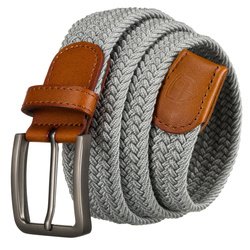 Šedý pánsky opasok zo syntetického materiálu s hnedými doplnkami - Peterson