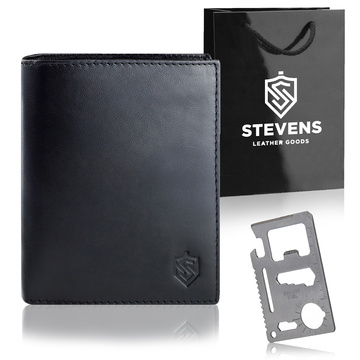 Pánska Peňaženka STEVENS Kožená Klasická Čierna s RFID Ochrana