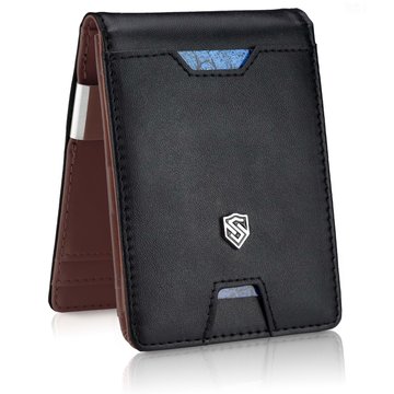 Pánska Peňaženka STEVENS Slim Skutočná Koža s RFID Ochranou a Zipsom na Mince v Čiernej a Tmavo Hnedej Farbe