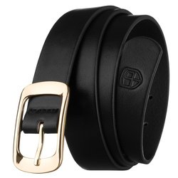 Čierny tenký dámsky opasok z ekokože so zlatou sponou - Peterson