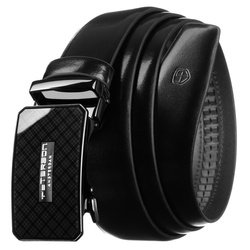 Čierny pánsky opasok z prírodnej kože s automatickou prackou - Peterson