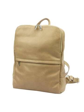 Dámsky kožený batoh tmavobéžovej farby Luka 24-049 elegantný so šľapkami