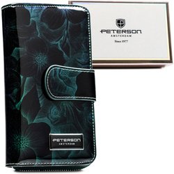 Elegantná lakovaná zelená kvetinová dámska peňaženka Peterson