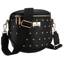 Čierna praktická dámska ľadvinka z ekokože zdobená cvočkami - Peterson