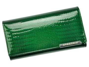 Portfel Damski Skórzany Gregorio GF102 zielony Skóra Naturalna Lakierowana