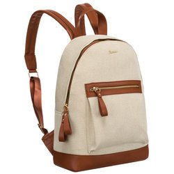 Veľký mestský dámsky batoh v béžovej a hnedej farbe s vonkajším vreckom - Peterson