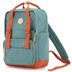 Priestranný mestský batoh v tyrkysovej a oranžovej farbe s priehradkou na notebook - Himawari