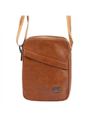 Coveri World CW E2448 Ekologická kožená crossbody taška hnedá