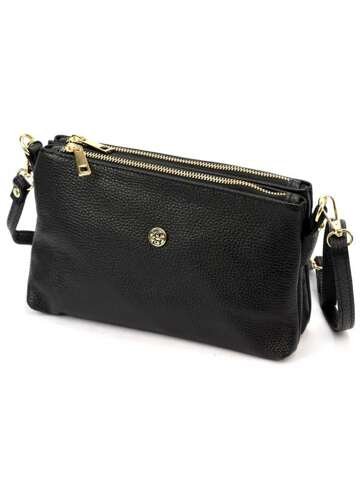 Dámska kožená kabelka čierna Gregorio 1736 DOLLARO taška cez rameno