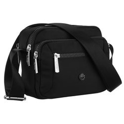 Malá čierna polyesterová dámska taška so zapínaním na zips, dve priehradky - Peterson