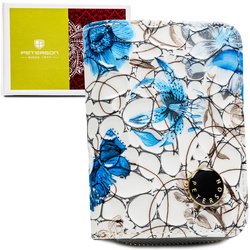 Modrá, praktická dámska peňaženka z prírodnej kože s RFID, uzamykateľná na cvočky a zips - Peterson