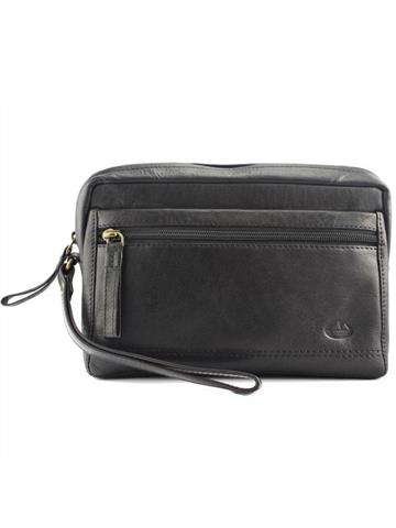 Čierne kožené vrecko EL FORREST MB09-61 so zlatým kovaním a dvoma vonkajšími vreckami