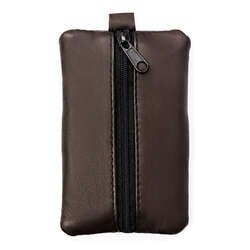 Tmavohnedé puzdro na kľúče na zips