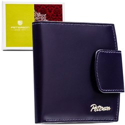 Dámska fialová kožená peňaženka s RFID, zapínanie na patentku - Peterson